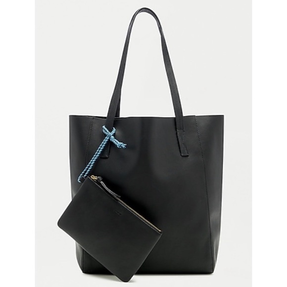 J. Crew Carryall Tote Black Leather Bag Purse - Picture 1 of 7